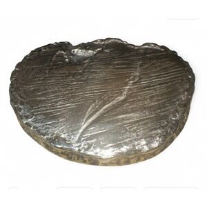 Z Gallerie Woodgrain Platter Plate‎ Silver Finish Decorative Tray